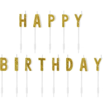 Candles - Happy Birthday - Gold